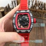 Swiss Replica Richard Mille RM055 Bubba Watson Forged Carbon Watch Red Rubber